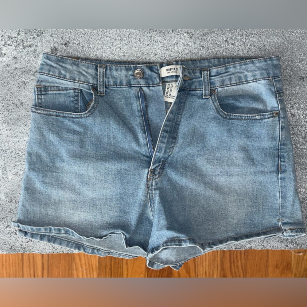 Forever 21 Washed Light Blue Denim Cutoff Shorts